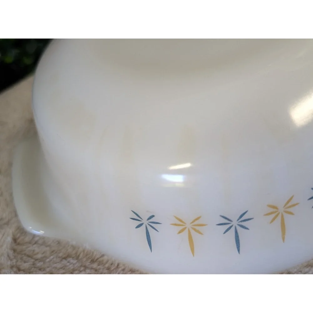 Vtg Fire-King Golden Starburst 1 Qt Casserole Dish Anchor Hocking USA P-1-B